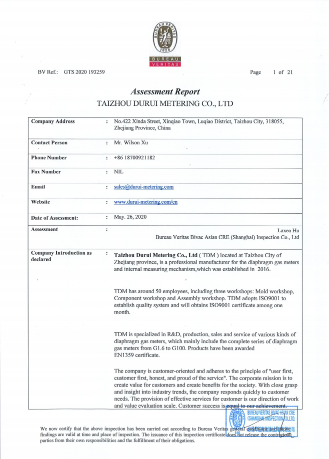 Factory assessment report