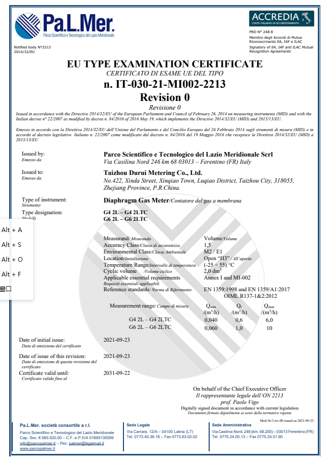 MID module B certificate for G4, G4T, G6 & G6T